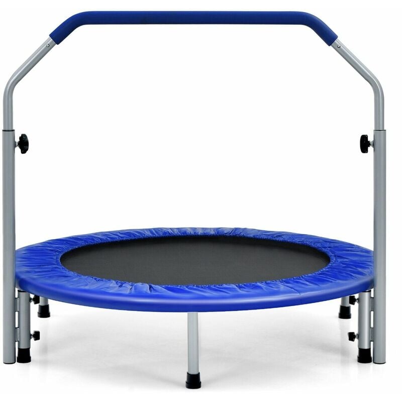 Foldable Jumping Fitness Trampoline Exercise Rebounder 4-Level Adjustable Handle