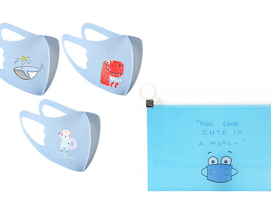 Kids' Cartoon Face Cover With Storage Bag