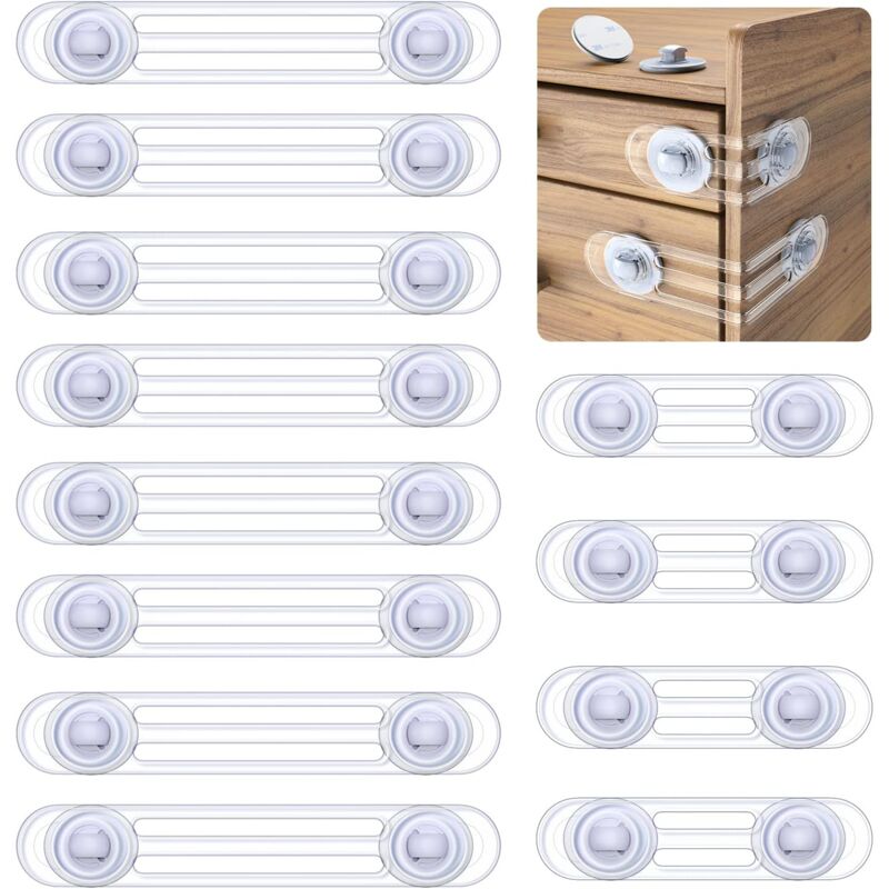 12 Pieces Baby Safety, Child Safety Door, Baby Safety Door Window Lock, Baby Door Lock Without Drilling for Cabinet, Toilet, Fridge, Oven,