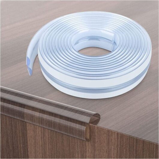 2 m transparent, soft silicone corner protection strip with pre-applied, strong adhesive for sharp corners of furniture, tables and drawers, YMYNY