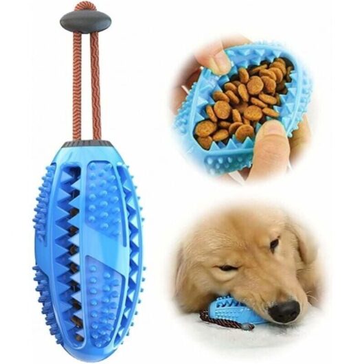 Blue Dog Toothbrush, Chew Toy for Dental Care, Effective Teeth Cleaning for Dogs, Natural Rubber Massager, Anti-Bite, Non-Toxic (M) YMYNY