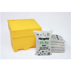 Rota-moulded Stackable Salt and Grit Bin with White Salt Yellow 170L
