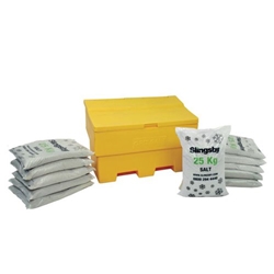 Rota-moulded Stackable Salt and Grit Bin with White Salt Yellow 285L