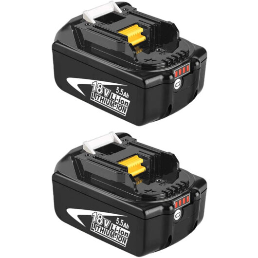 Teetok - 2x 5.5A Battery 18V lxt Li-ion Battery BL1850 BL1830 with led --Compatible with Makita Cordless Tool