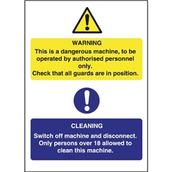 Vogue Dangerous Machine Cleaning Sign