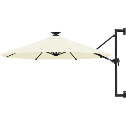 Wall-mounted Garden Parasol with LEDs 300 cm Sand vidaXL
