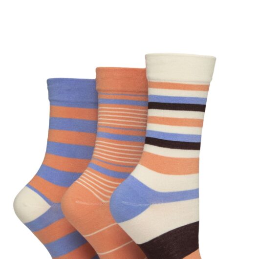 Women's 3 Pair SOCKSHOP Gentle Bamboo Socks with Smooth Toe Seams in Plains and Stripes Crisp Winter 4-8