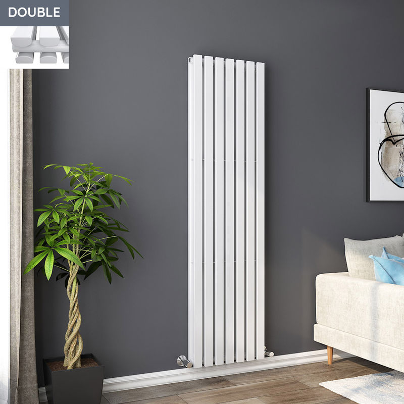 1800 x 480mm White Double Rectangular Panel Vertical Radiator