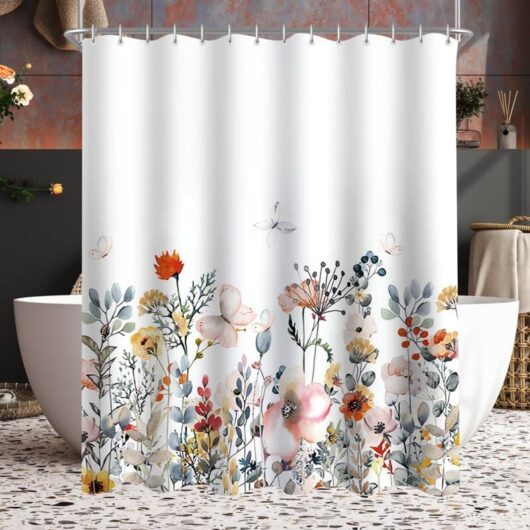 Ccykxa - 1pc Duschvorhang 120 x 180 cm Blumen-Duschvorhang Beschwerter Saum Anti-Schimmel Wasserdicht Waschbar Polyestergewebe mit Ösen und 8