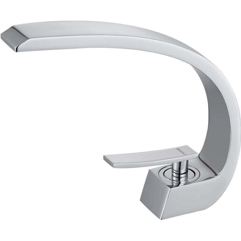 Chrome Basin Faucet with Supply Pipe, Unique Design Single Hole Basin Tap, MUMU Basin Mixer Tap