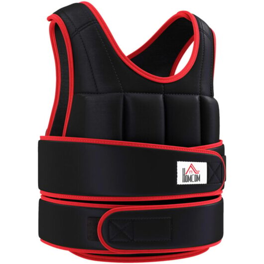 HOMCOM 10KGS Adjustable Weight Vest Running Gym Training Weight Loss Black and Red