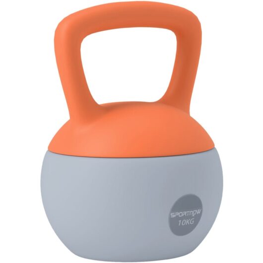 Sportnow - 10KG Kettlebell w/ Soft Body and Non-Slip Handle, Orange and Grey