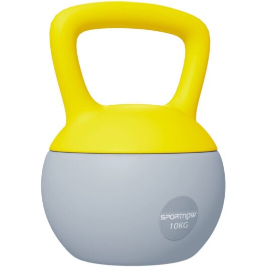 Sportnow - 10KG Kettlebell w/ Soft Body and Non-Slip Handle, Yellow and Grey