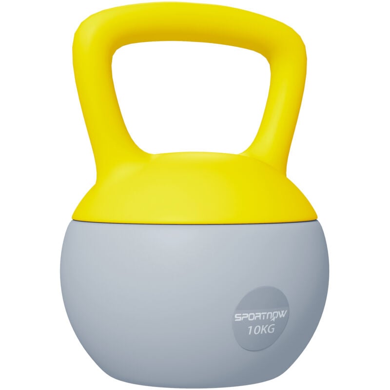 Sportnow - 10KG Kettlebell w/ Soft Body and Non-Slip Handle, Yellow and Grey