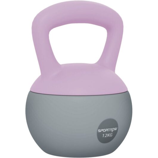 Sportnow - 12KG Kettlebell with Soft Body and Non-Slip Handle, Purple, Grey