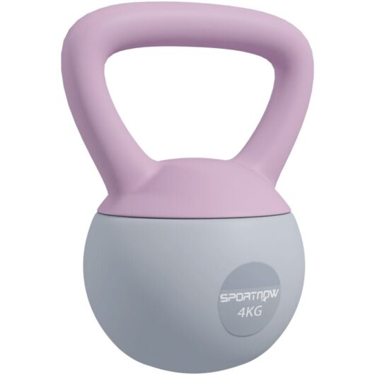 Sportnow - 4KG Kettlebell with Soft Body and Non-Slip Handle, Purple and Grey