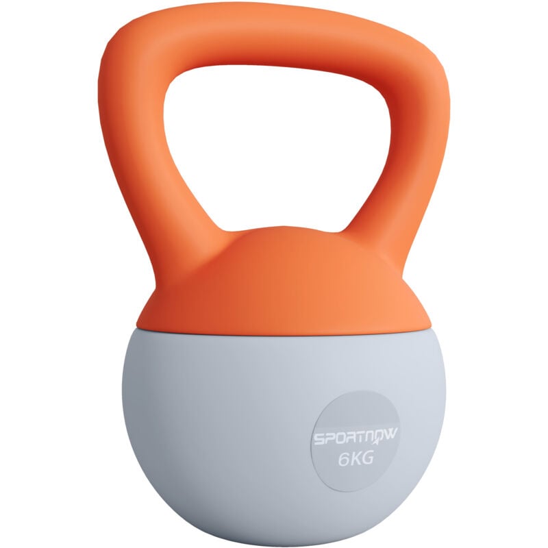 Sportnow - 6KG Kettlebell with Soft Body and Non-Slip Handle, Orange and Grey