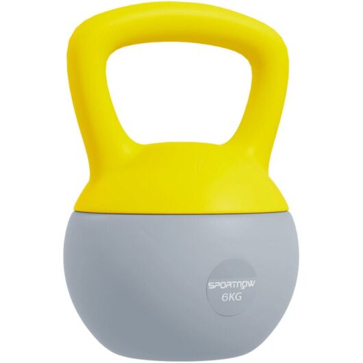 Sportnow - 6KG Kettlebell with Soft Body and Non-Slip Handle, Yellow and Grey