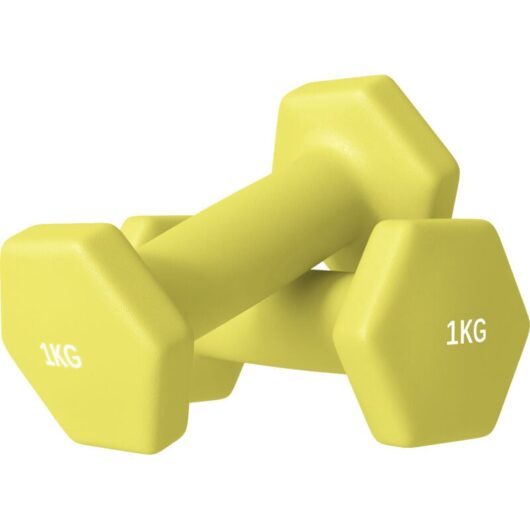 Sportnow - Hexagonal Dumbbells Weights Pair 2 x 1kg-Yellow