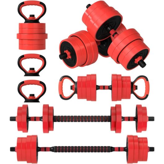 Sportnow - Weight Dumbbells Set, Barbell, Kettlebell, Push Up Stand, 30kg