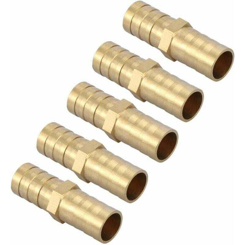 Ymyny - 12mm 5pcs) Two Way Straight Pipe Fitting Brass Barbed Tube Connector Junction 6/8/10/12/14/mm mumu