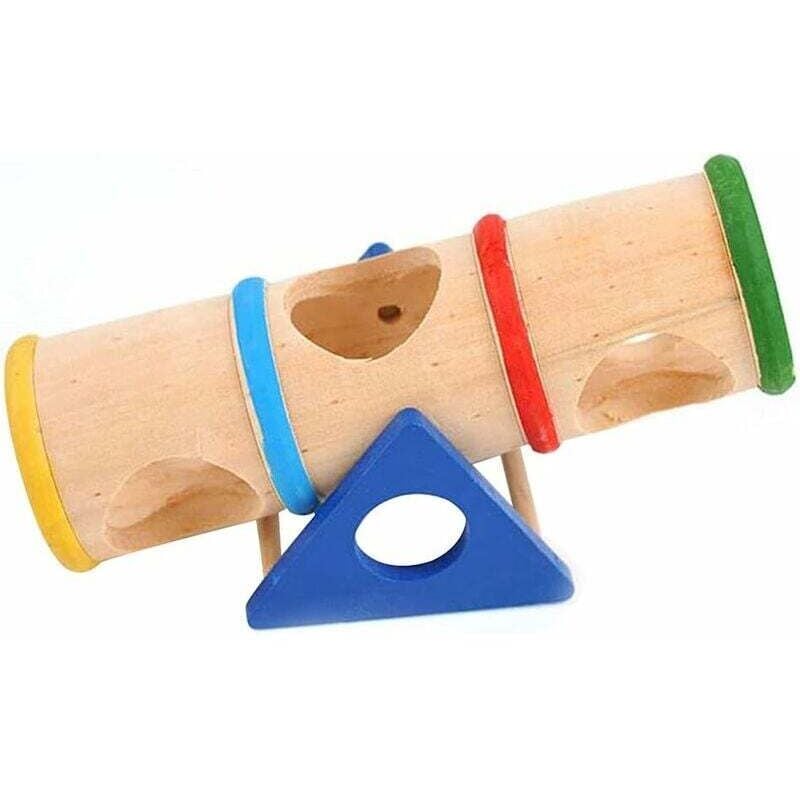 Ymyny - Wooden Swing Hamster Tunnel - Funny Toy for Family Gym - Dwarf Hamster Play Platform, Small Pet (Color, Length: 16.8 Width: 7.8 Height mumu