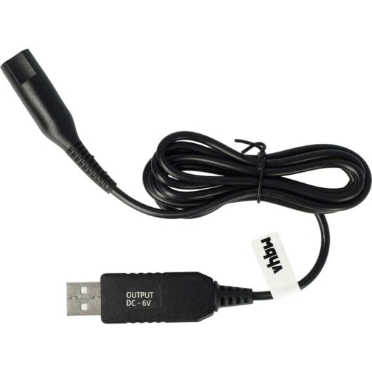 vhbw Charging Cable compatible with Braun Typ 5517, Typ 5541, Typ 5542, HC5030 Razor - Power Cable, 120 cm, Black