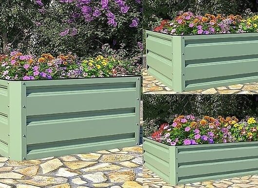 1 or 2-Pack of Metal Raised Garden Planters - 3 Sizes, 2 Colours!