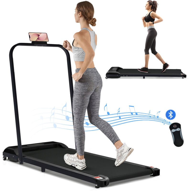 Folding Treadmill for Home Office Use,Under Desk Treadmill,1-6KM/H, Portable Walking Running Machine with Bluetooth Speaker, Remote Control, LCD