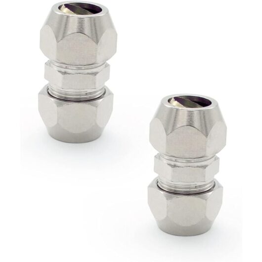 2 Pieces Olive Gas Fitting, Silver Pneumatic Hose Fitting, Nickel Plated Copper Double Tube Straight Quick Connector, Suitable for Plumbing, Air