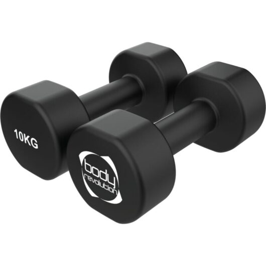 Neoprene Dumbbell Pair 2 x 10kg Hand Free Weights Coated Cast
