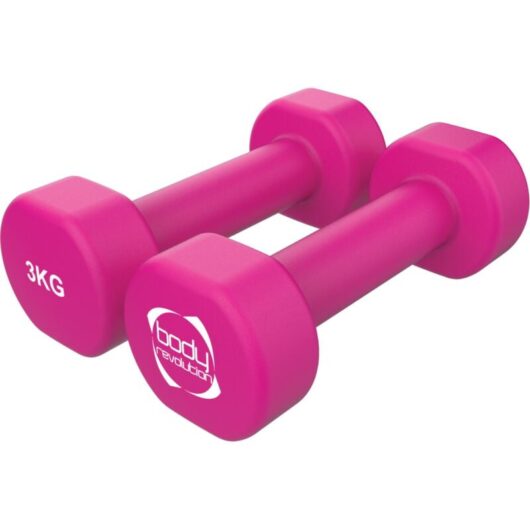 Neoprene Dumbbell Pair 2 x 3kg Hand Free Weights Coated Cast Iron