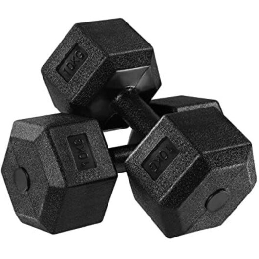 Youyijia 2Pcs 10kg Hexagon Dumbbell Dumbbell Set Cast Iron Dumbbells Fitness Equipment Hand Weight Set for Strength Training Home Workout Gym