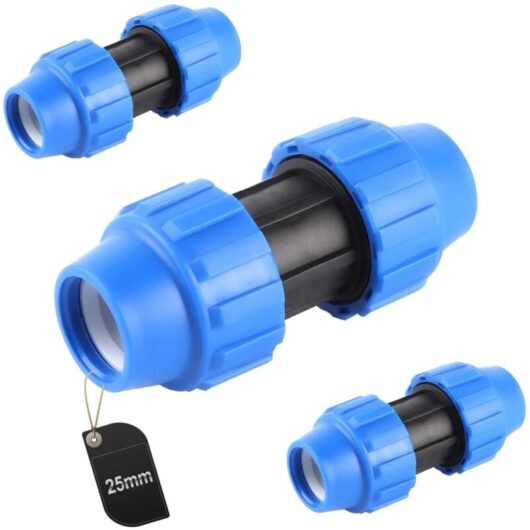 25mm PE Pipe PP Connector, Plastic PE Connector, Straight PP Water Pipe Connector, PVC PPR PE Pipe Connection Fitting, 3 Pieces