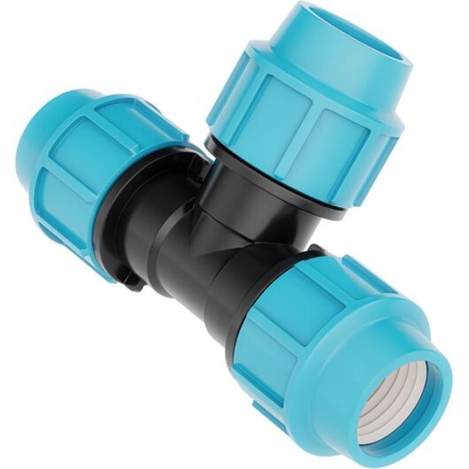25mm x 25mm x 25mm Water Pipe Tee Fitting, Plastic Pipe Tee Fitting, 16 Bar, Max Temperature 45°C, Compression Fittings