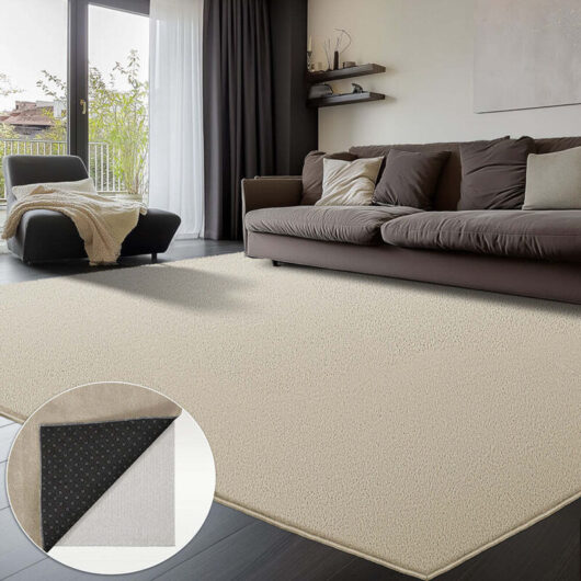 VOUNOT Living Room Rug Ultra Soft Shaggy Area Rug Modern Carpet 200x300cm Beige