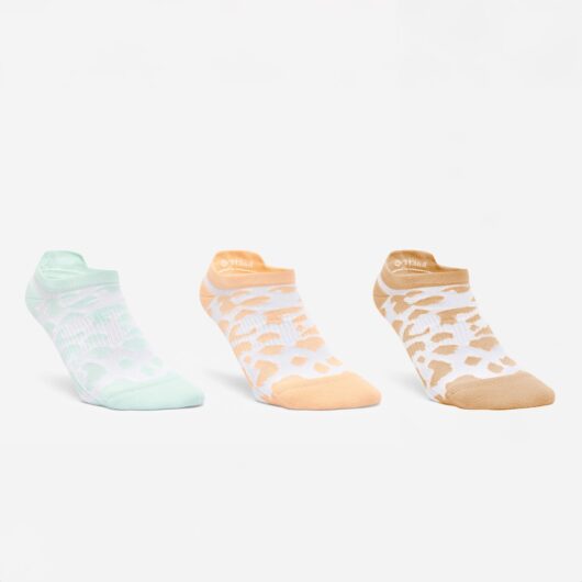 Women's Fitness Invisible Socks Tri-pack - Green/brown/orange