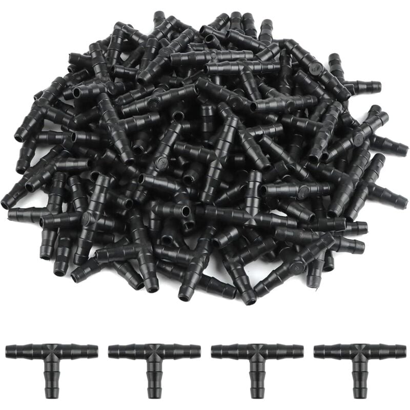 100 Pcs Tee Pipe Fitting 4/7mm- t Fitting Connector pvc Watering Atomizing Nozzle Drip Micro Spray Irrigation Joint for Hose Automatic Systems Tool