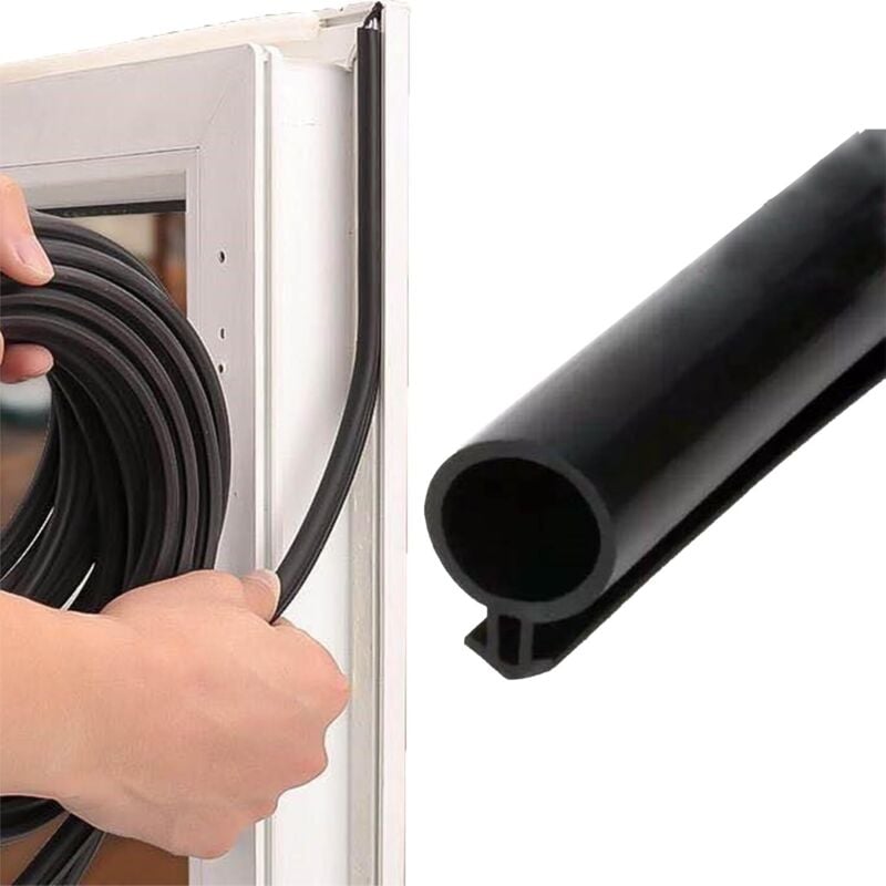 10m Rubber Window Seal, O Type Rubber Door Seal, Suitable for 5-7mm Interior Gap (Black)