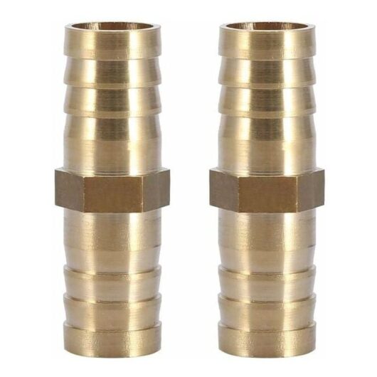 10mm 5pcs)Two Way Straight Pipe Fitting Brass Barbed Connector Tube Joint 6/8/10/12/14/mm