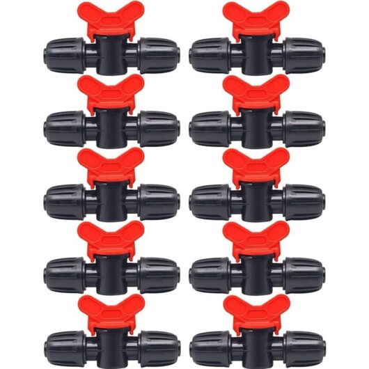 10pcs Drip Irrigation Switch Valve 16mm PE Irrigation Pipe Fittings with Plug Lock Valves Pipe Connectors Garden Plug Valve