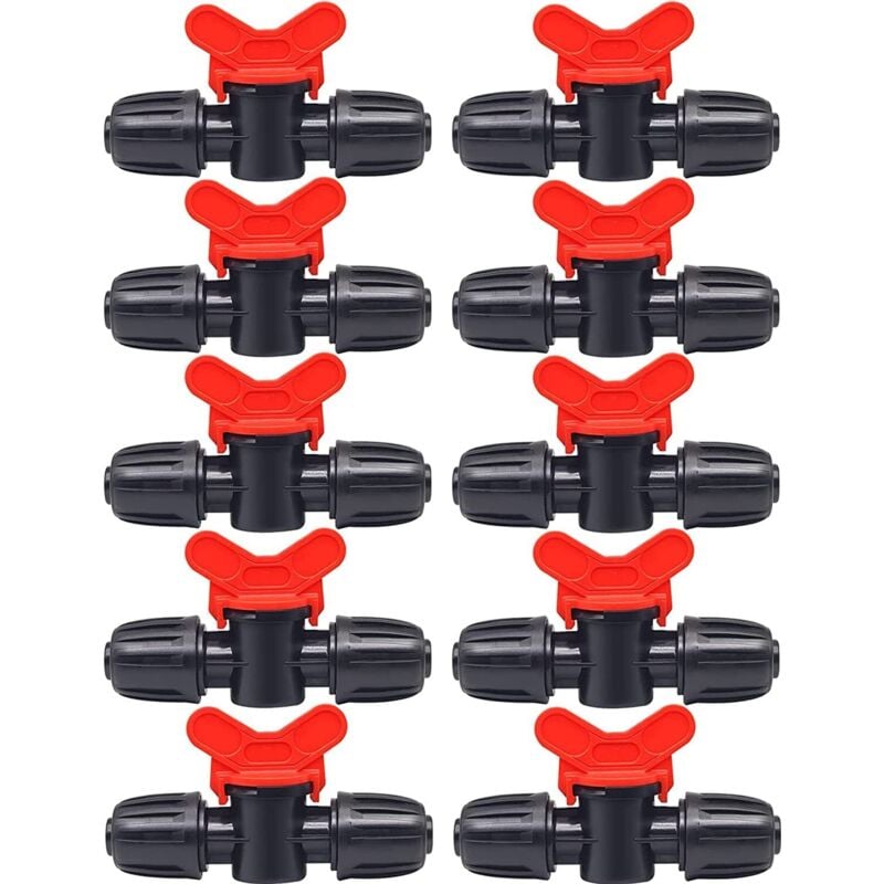 10pcs Drip Irrigation Switch Valve 16mm PE Irrigation Pipe Fittings with Plug Lock Valves Pipe Connectors Garden Plug Valve