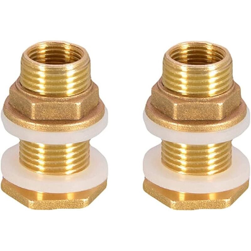 1/2" Brass Water Tank Hose Fitting (2 pieces) 4.2 cm Brass Water Tank Inlet 1/2 Inch Brass Water Connector for Rain Barrel Tap