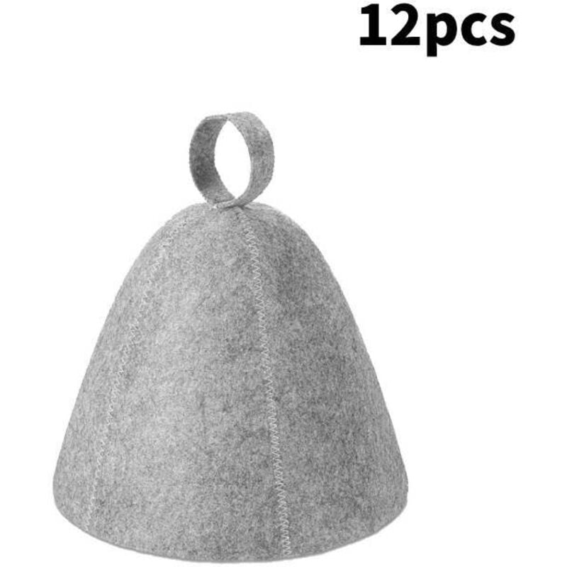 12 Pack Premium Felt Sauna Hats, Highly Absorbent, Sauna Accessories, Practical Steam Bath (Grey)