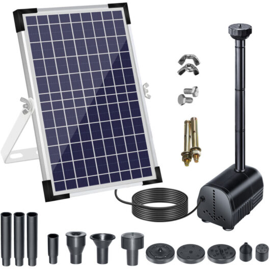 18V/10W 1000L/h Solar Fountain Pump, Solar Water Pump, with Large Solar Panel and Nozzles, Oxygen Water Circulation, for Bird