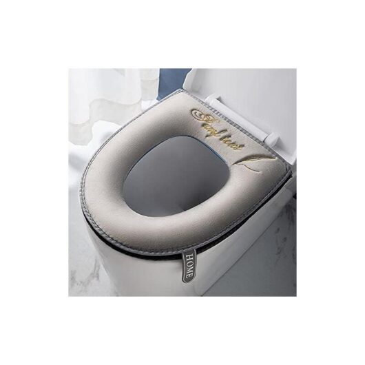1pc(gris) housses de siège de toilette douces et épaisses avec poignée pour abattant wc - Lavable - Convient à tous les sièges de toilette ovales