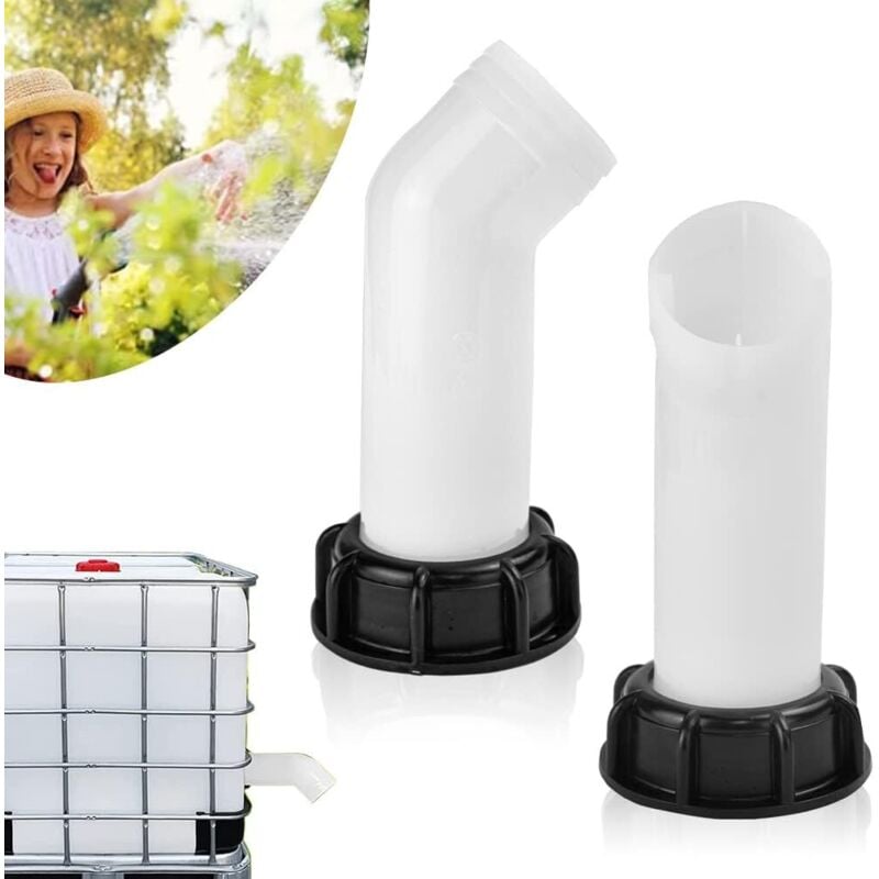 2 Pcs Water Tank Nozzle Valve Tap Cap IBC Drain Spout with Nut Hose Extension Spout Valve Fitting Extension for 1000L Water Hose Fittings Rain Water