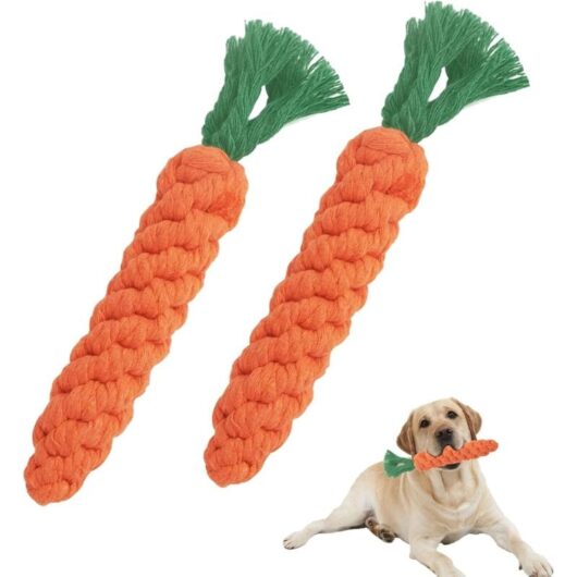 2-Piece Carrot Dog Chew Toys, Braided Rope Dog Toy, Durable Cotton Braided Rope Dog Toy for Small and Medium-Sized Puppies