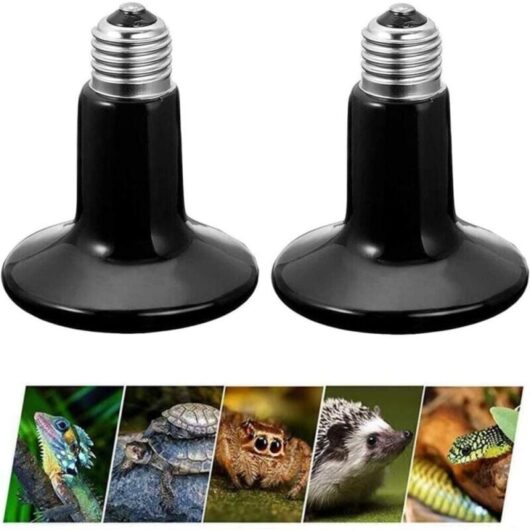 2PCS Reptile Heat Lamps Turtle Heating Lamp E27 Animals Infrared Ceramic Heater Bulb for Reptiles and Amphibians, Snake, Birds, Turtle (200W)
