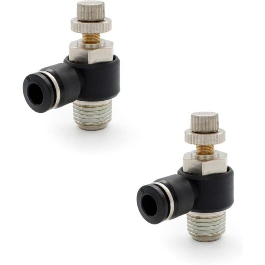 2Pcs 6mm Pneumatic Fittings, 1/4' Air Flow Regulator, with Push-in Connection and External Thread Quick Valve Connector, for Pneumatic Tools-JUSCH